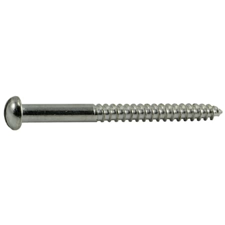 Midwest Fastener Wood Screw, #8, 2 in, Chrome Steel Round Head Slotted Drive, 32 PK 62188